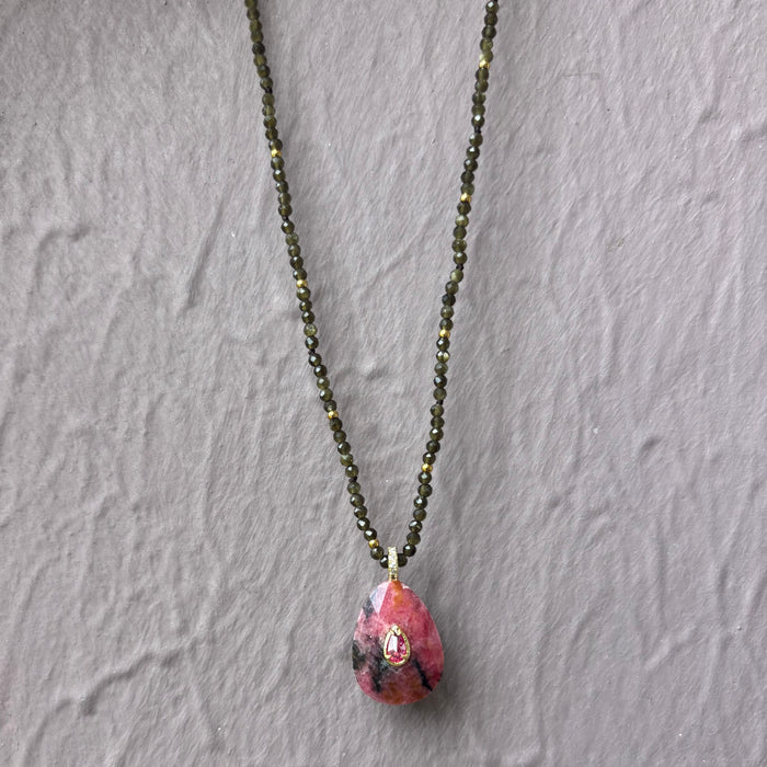 Collier Goutte Rhodonite