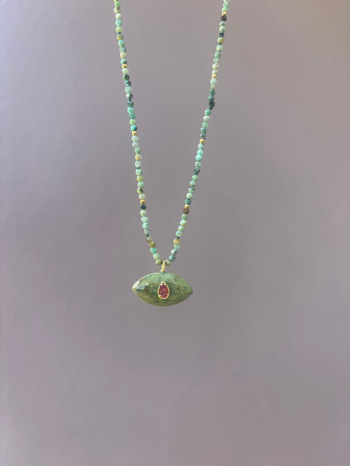 Collier Œil Jaspe Turquoise