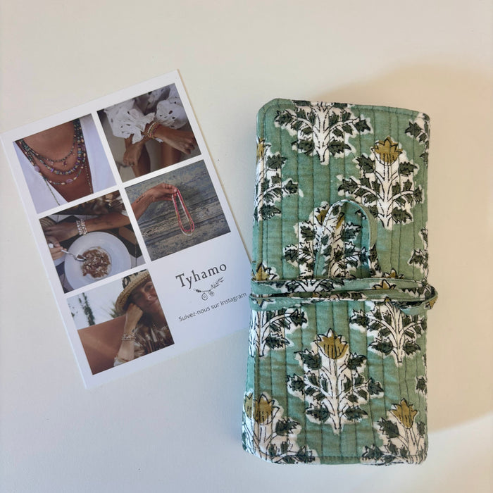 Pochette bijoux de voyage Fleur Verte