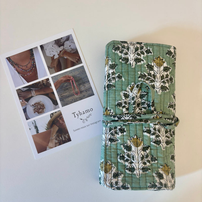Pochette bijoux de voyage Fleur Verte