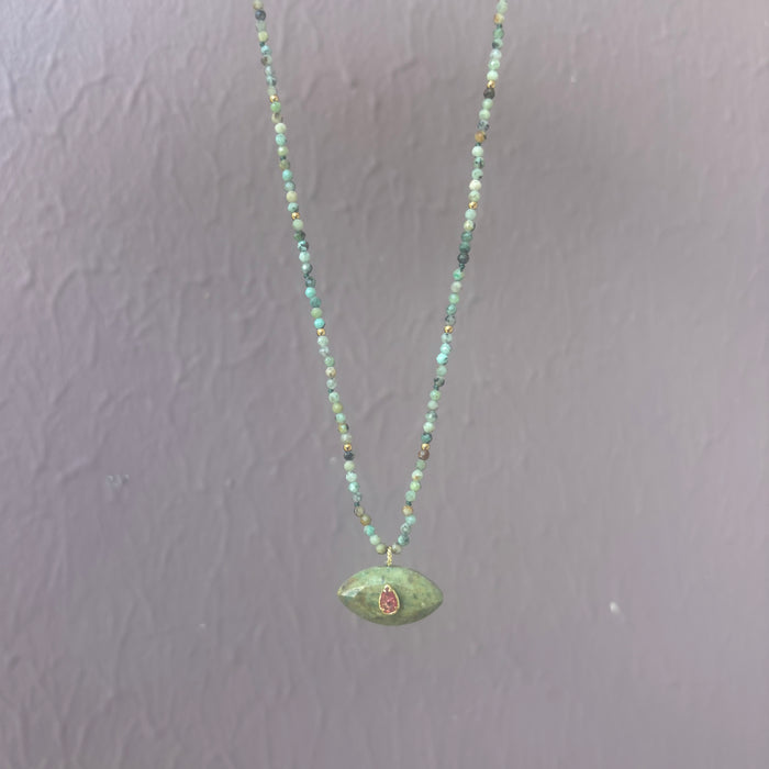 Collier Œil Jaspe Turquoise