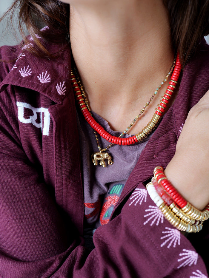 NEW ! Nairobi Big Howlite - Coquelicot