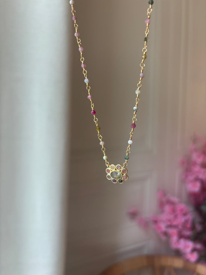 Collier Fleur tourmaline