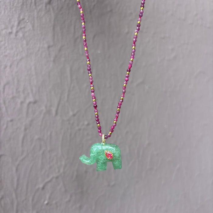 Collier Éléphant Aventurine verte
