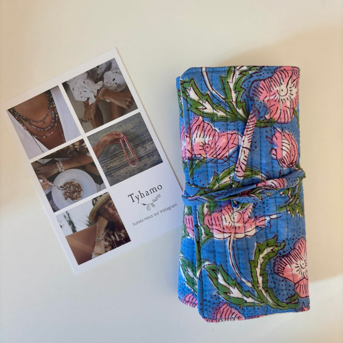 Pochette bijoux de voyage Fleur Bleue