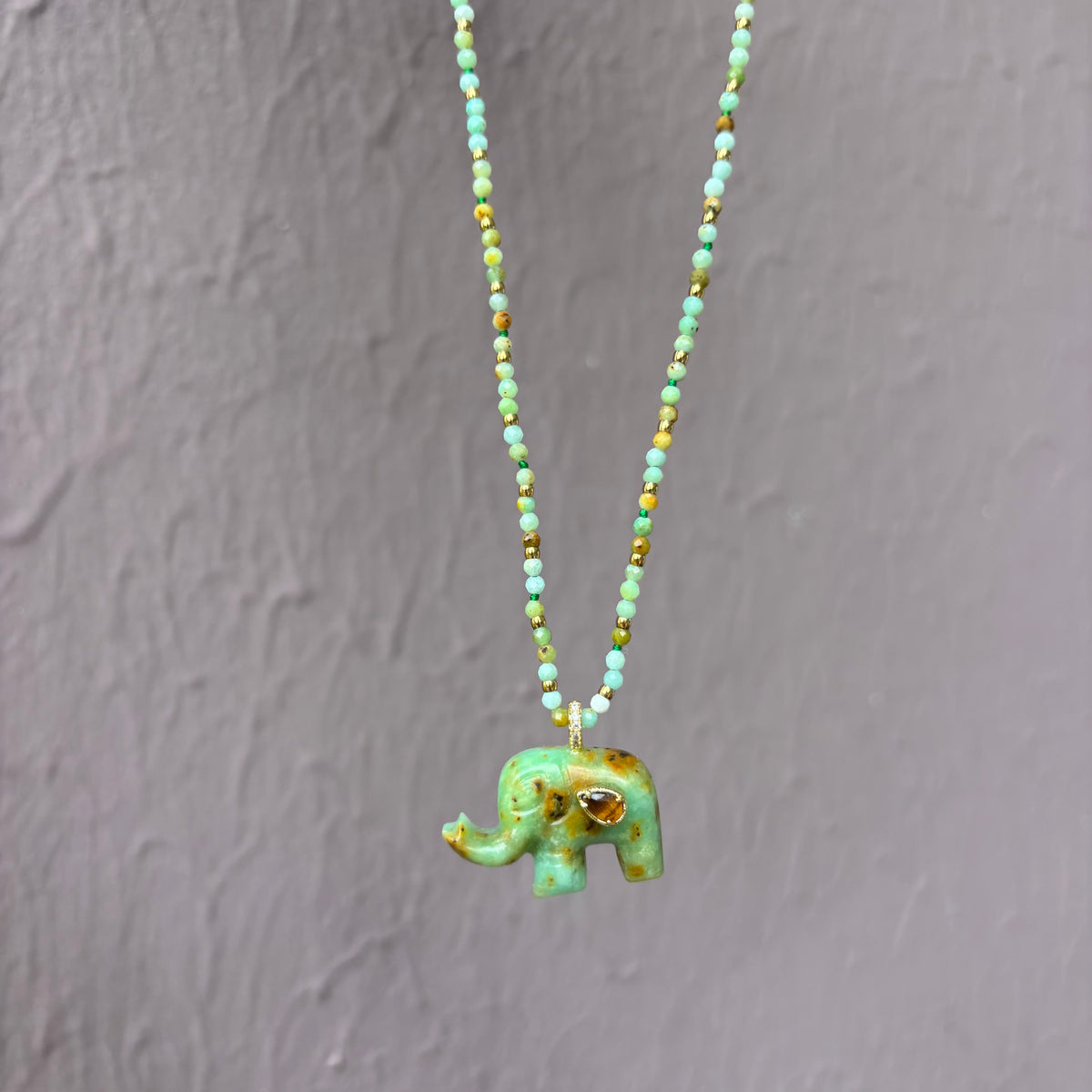 Collier Éléphant Jaspe Turquoise