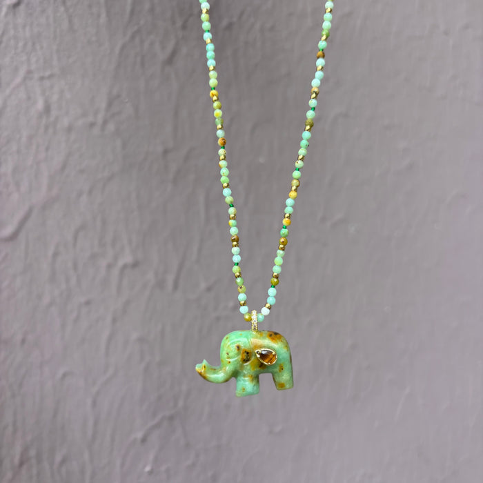 Collier Éléphant Jaspe Turquoise