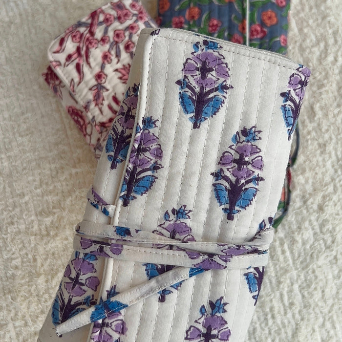 Pochette bijoux de voyage Fleur Bleu