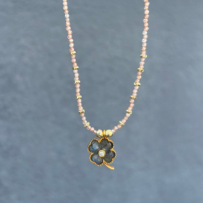 Lucky Zircons Pêche & Labradorite