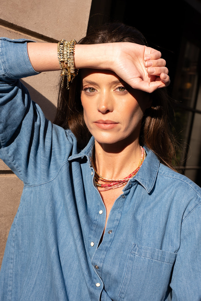 Nairobi Médium Jaspe Impérial / Rose framboise