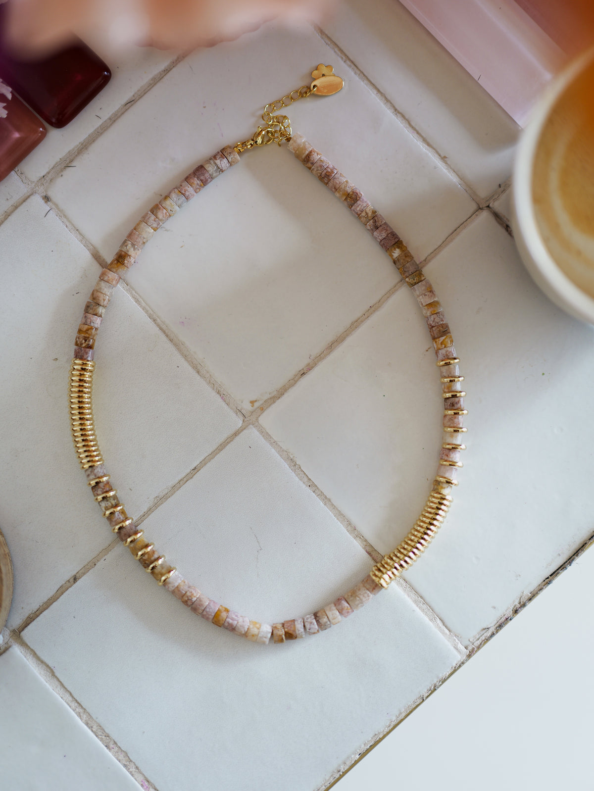 Nairobi Médium Agate Fleur de cerisier / Beige rosé