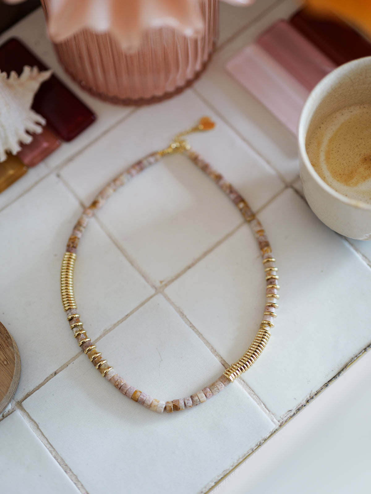 Nairobi Médium Agate Fleur de cerisier / Beige rosé