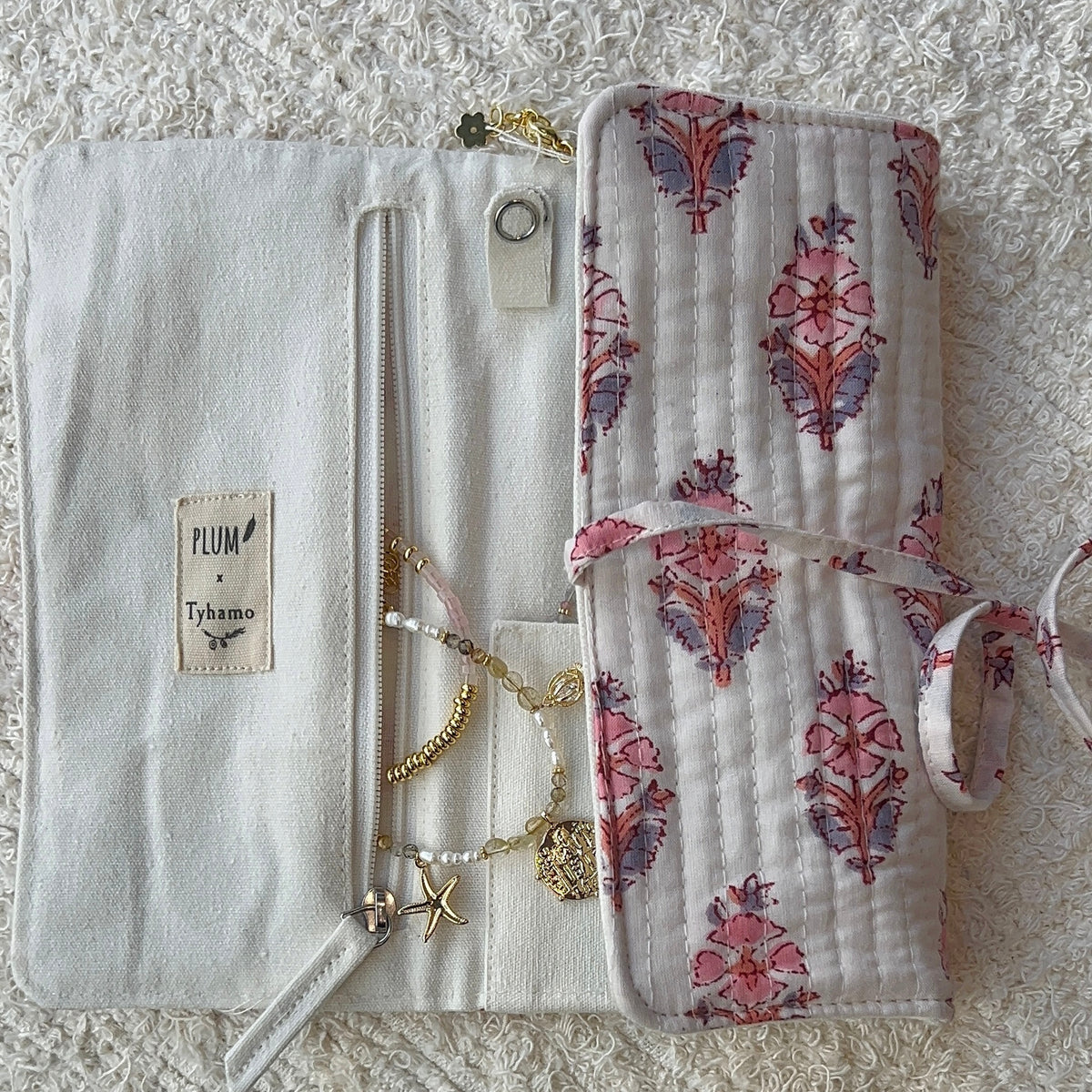 Pochette bijoux de voyage Fleur Rose