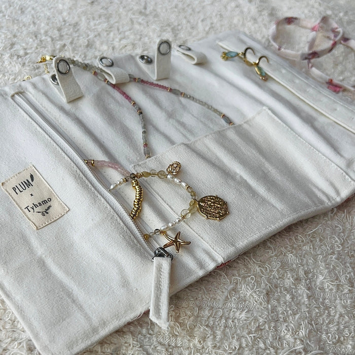 Pochette bijoux de voyage Fleur blanche