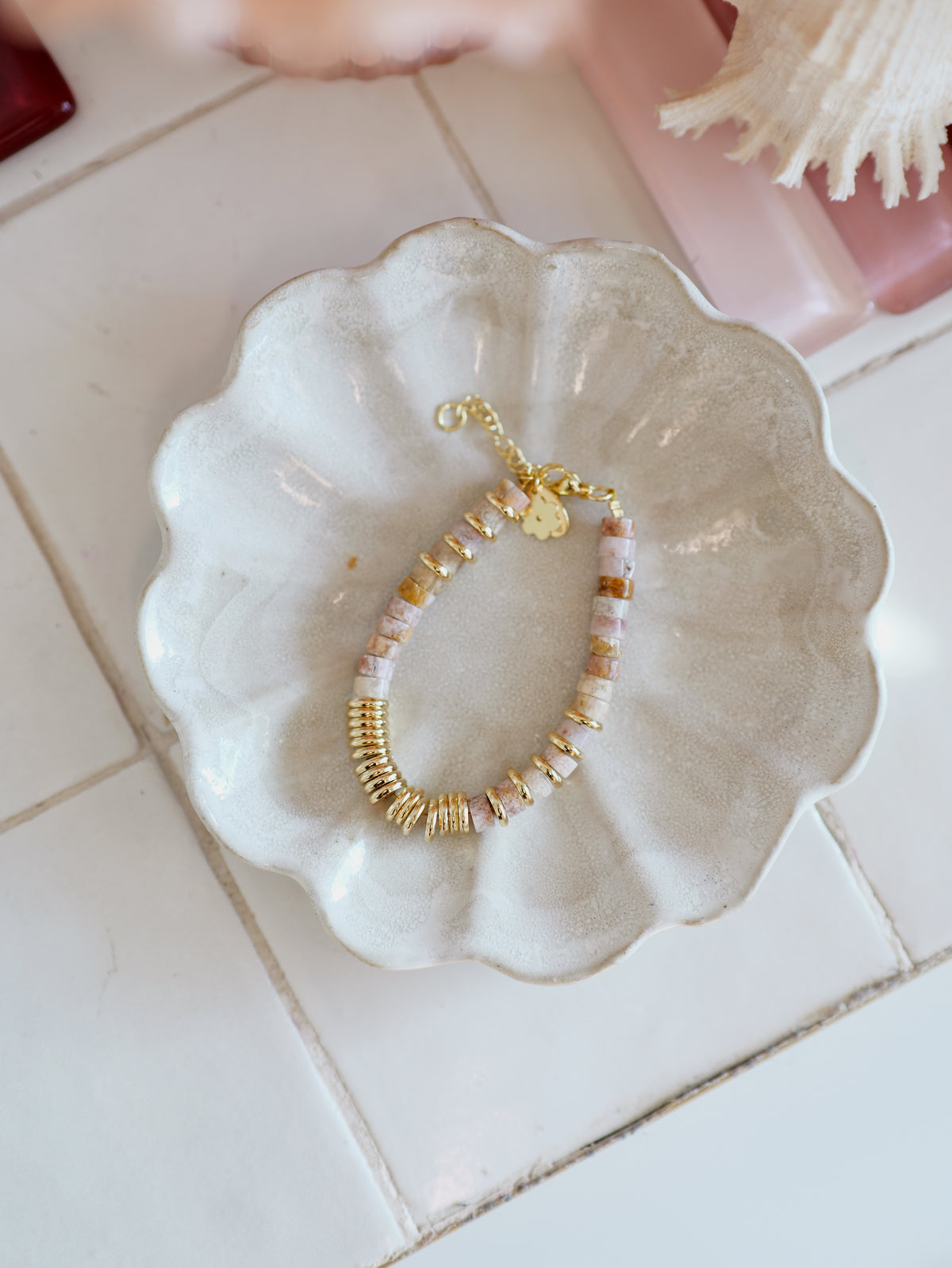 Nairobi Médium Agate Fleur de cerisier / Beige rosé