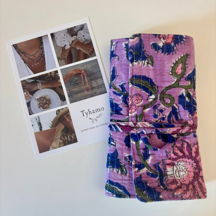 Pochette bijoux de voyage Fleur Violette