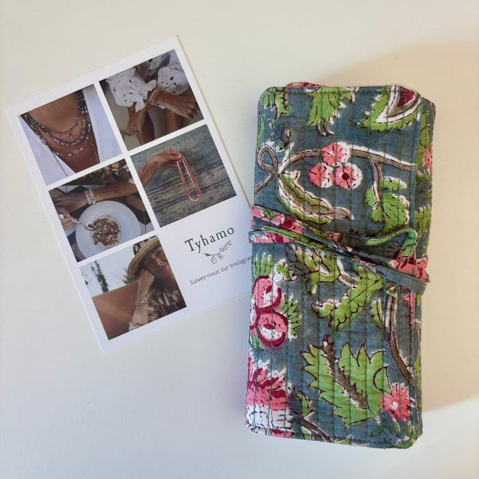 Pochette bijoux de voyage Fleur Grise