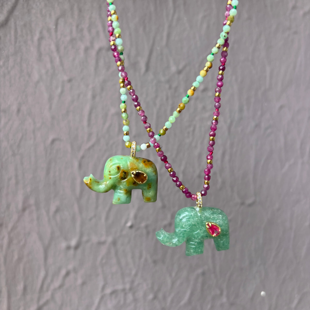 Collier Éléphant Jaspe Turquoise