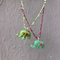 Collier Éléphant Jaspe Turquoise