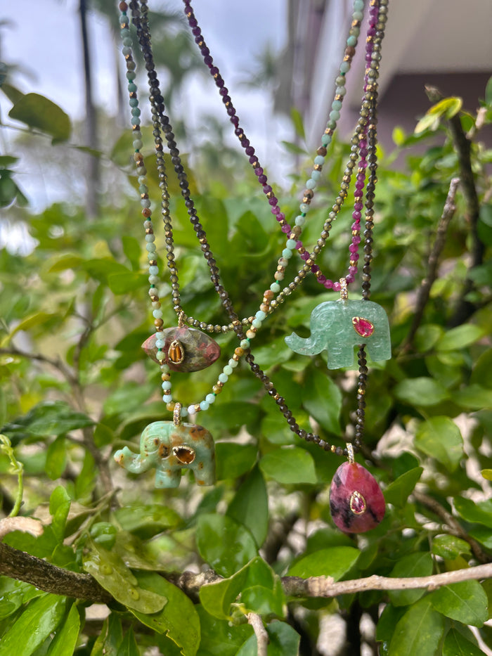 Collier Goutte Rhodonite