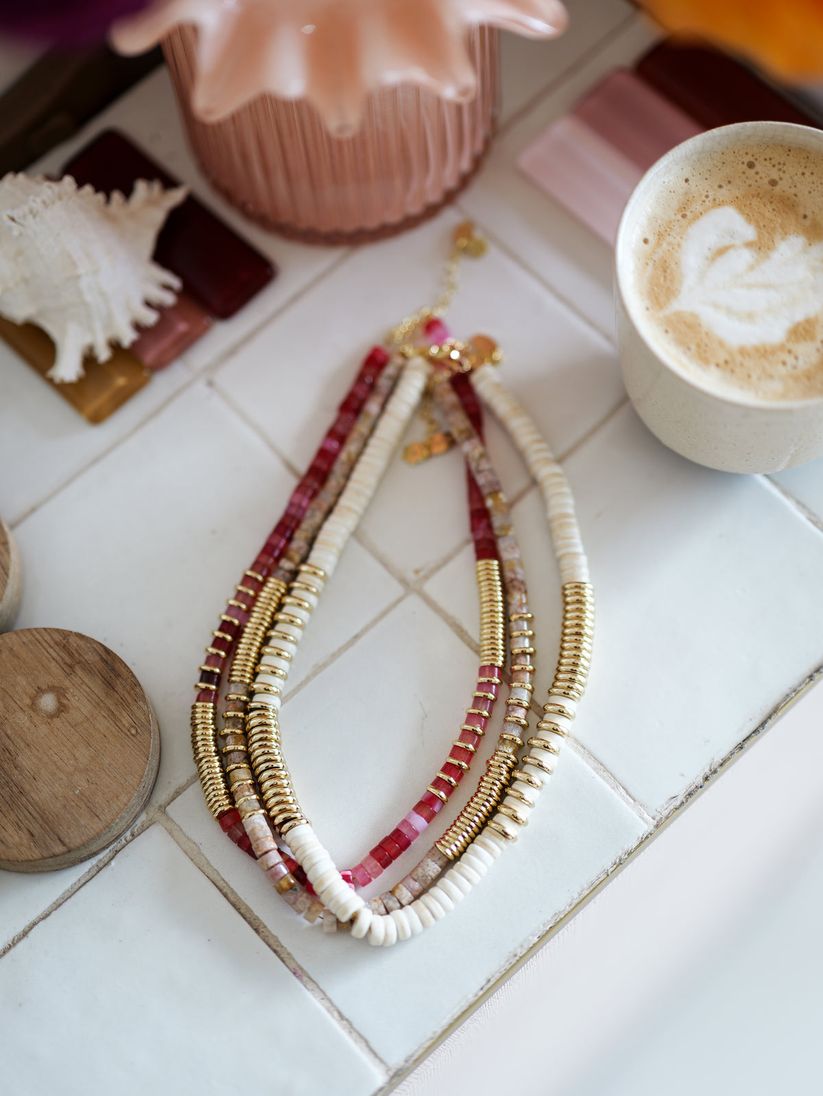 Nairobi Médium Agate Fleur de cerisier / Beige rosé
