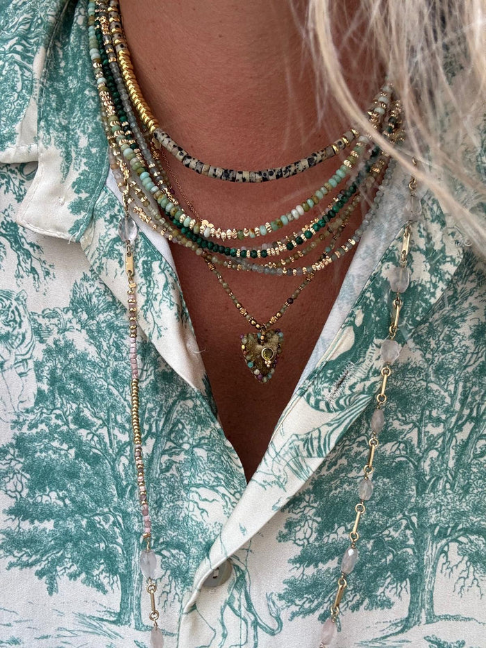 Collier Cœur Vert en Velours