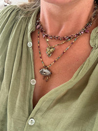 Collier Cœur Vert en Velours